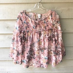 Anthro Akemi + Kin Patrizia Pink Lace Blouse